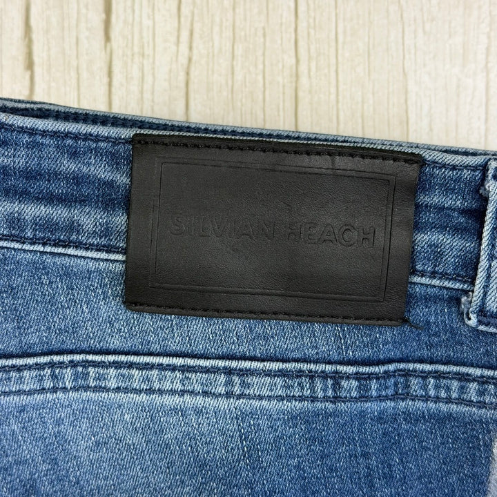 Silvian Heach Italian Silver Paint Boot Flare Jeans- Size 14