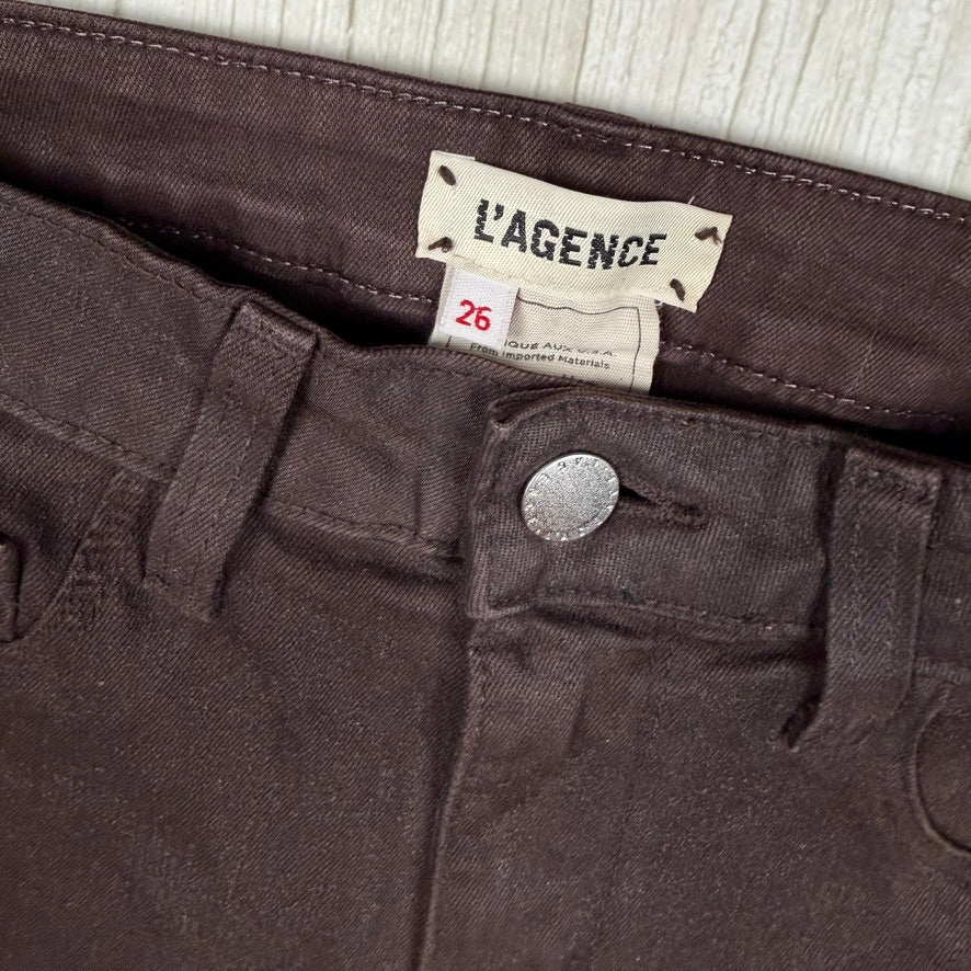 L'Agence 'Margot' Skinny Chocolate Crop Jeans- Size 26