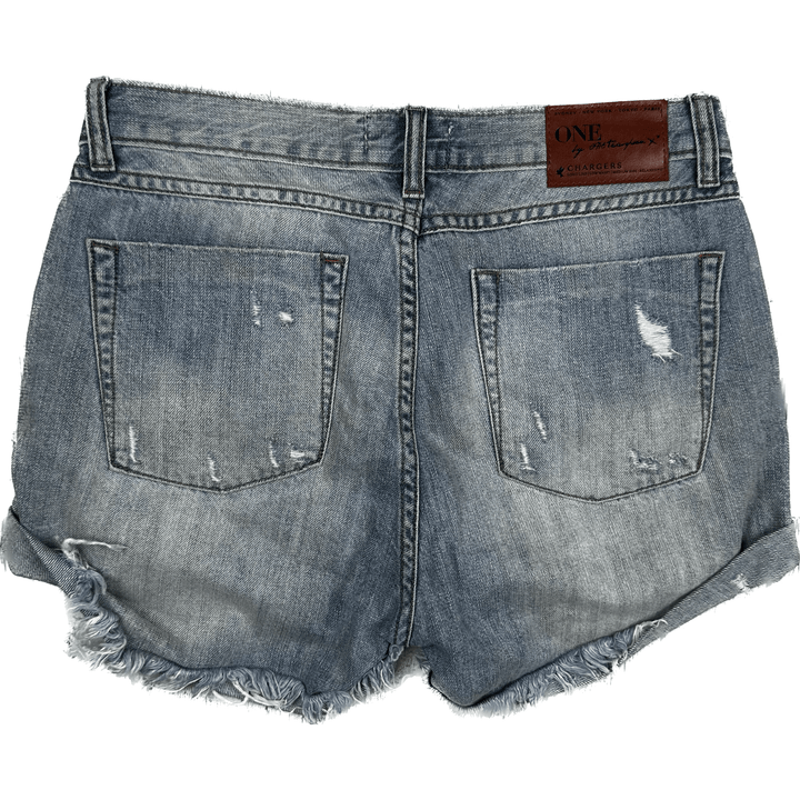 One X One Teaspoon 'Chargers' Destroyed Denim Shorts - Size 26" - Jean Pool