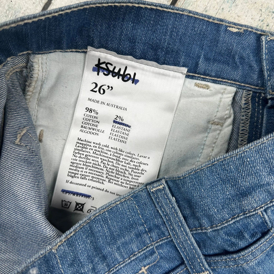 Ksubi Australian Made 'Scooter Stretch' Denim Shorts - Size 26 - Jean Pool