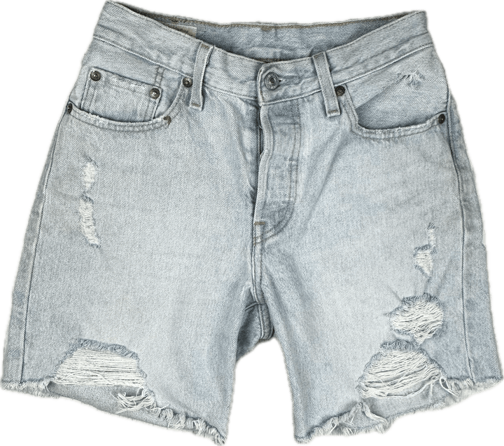 Levis Premium 501 Ladies Distressed Denim Shorts - Size 24