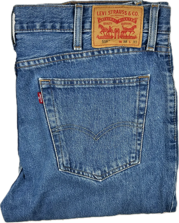 Levis 516 Straight Leg Denim Jeans - Size 38/32
