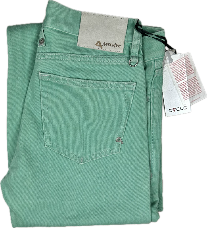NWT - Ladies  Italian Made Cycle 'Flare' Green Jeans - Size 27