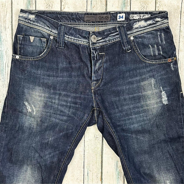 Gaudi Italian Distressed Slim Fit Jeans - Size 34/34 - Jean Pool