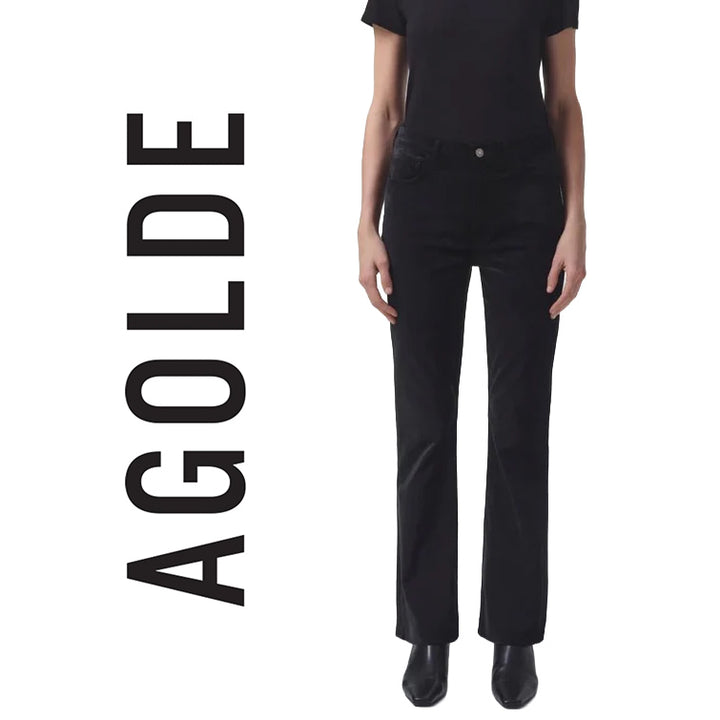 NWT- AGOLDE 'Nico' Black Velvet High Rise Boot Cut Jeans- Size 27