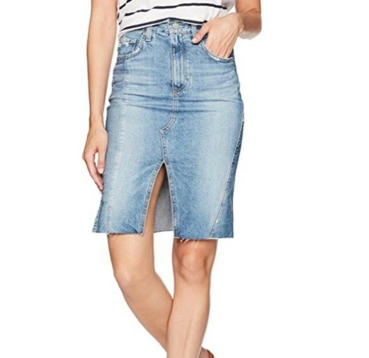 AG Adriano Goldschmied Distressed 'The Emery' Denim Skirt - Size 28
