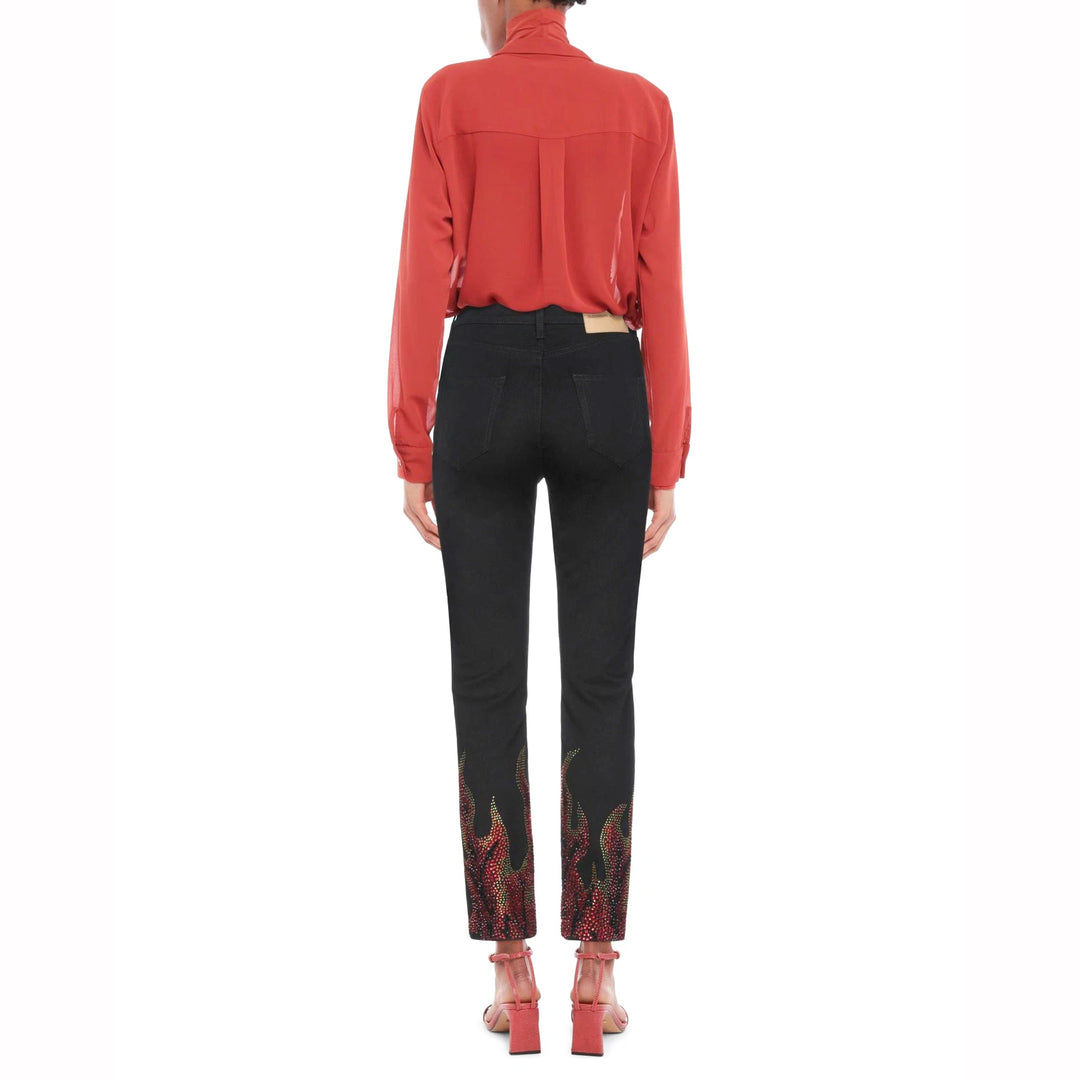 NWT - Alexandre Vauthier Paris Stunning Flame Jewelled Jeans - Size 26