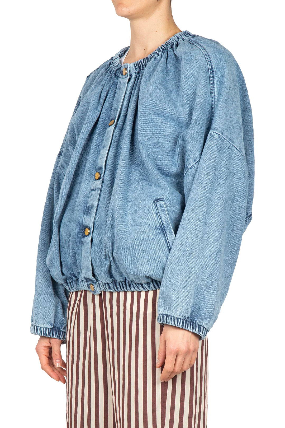 NEW - Alysi Italian Oversized Denim Bomber Jacket - Size M