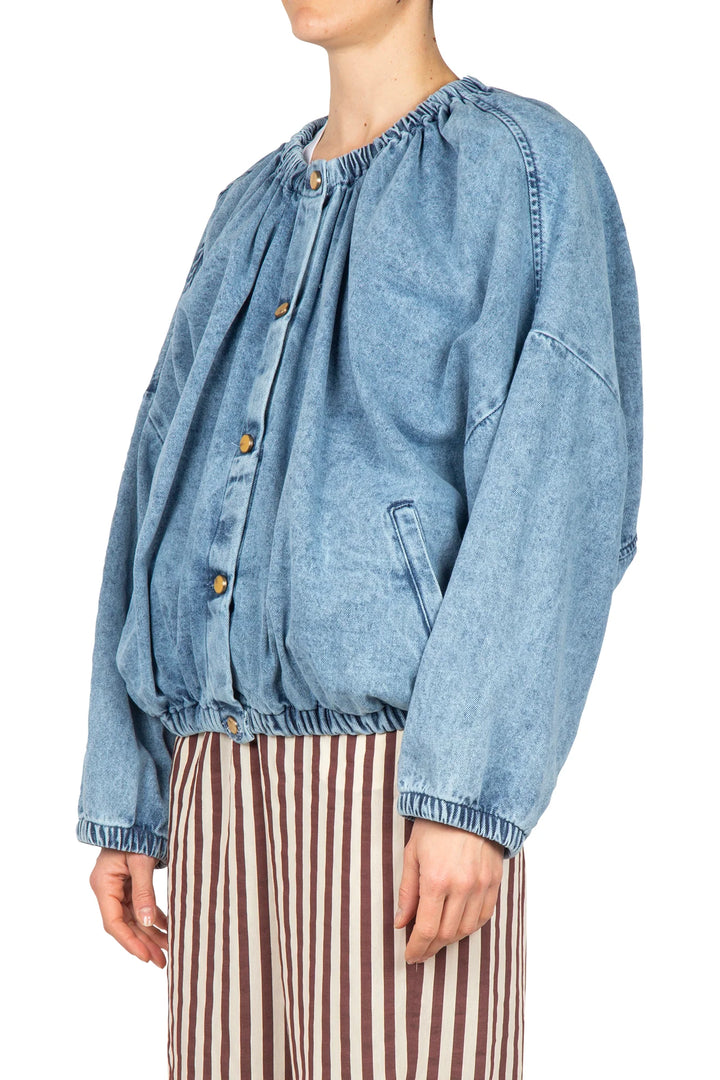 NEW - Alysi Italian Oversized Denim Bomber Jacket - Size M