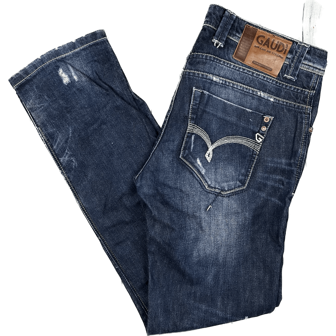 Gaudi Italian Distressed Slim Fit Jeans - Size 34/34 - Jean Pool