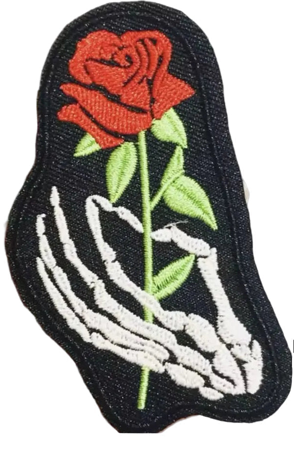 Skeleton Rose- Embroidered Patch