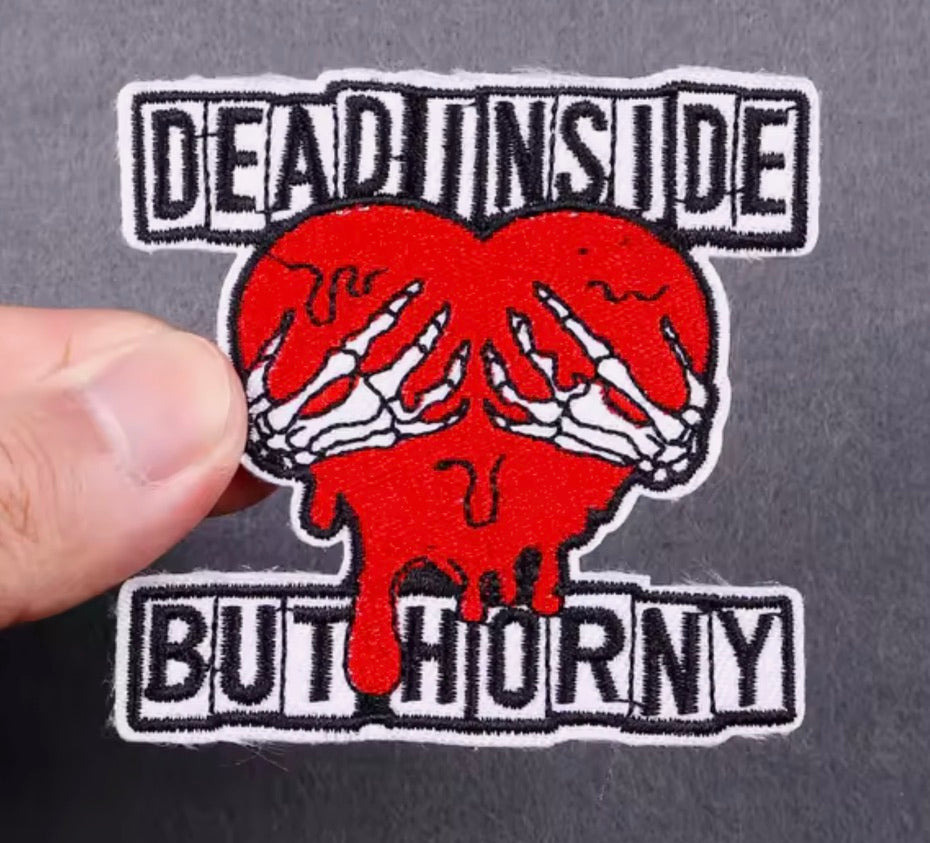 Dead on the Inside -  Embroidered Iron On Patch