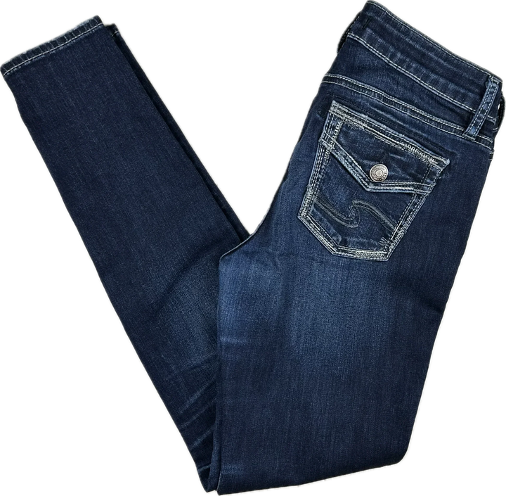 Silver Jeans 'Elyse Skinny' Mid Rise Distress Jeans- Size 26