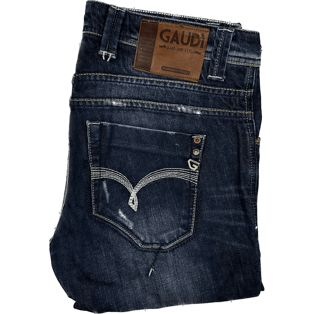 Gaudi Italian Distressed Slim Fit Jeans - Size 34/34 - Jean Pool