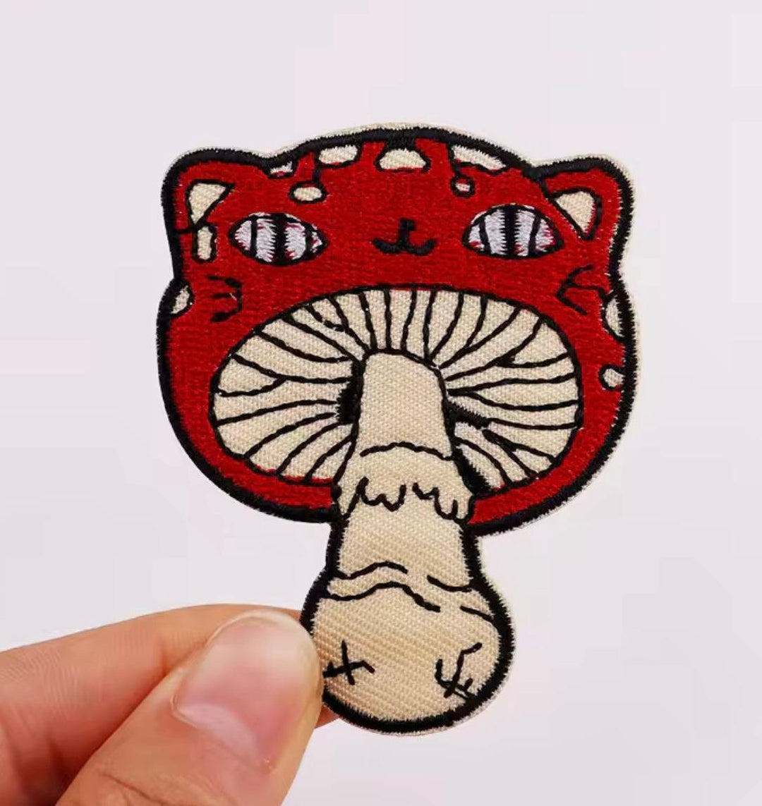 Mushroom Cat- Embroidered Patch