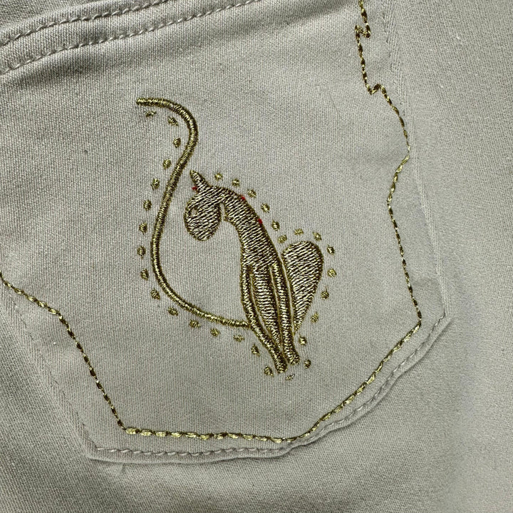 Baby Phat Y2K Beige Logo Pocket Crop Jeans- Size 30 - Jean Pool