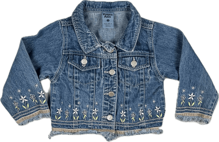 Pumpkin Patch Embroidered Girls Denim Jacket - Size 3Y