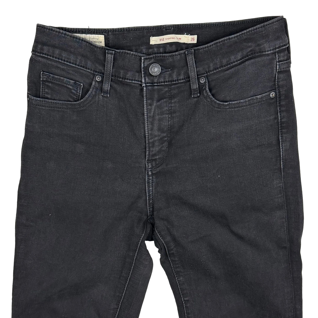 Levis 312 Shaping Slim Mid Rise Aged Black Jeans - Size 26"