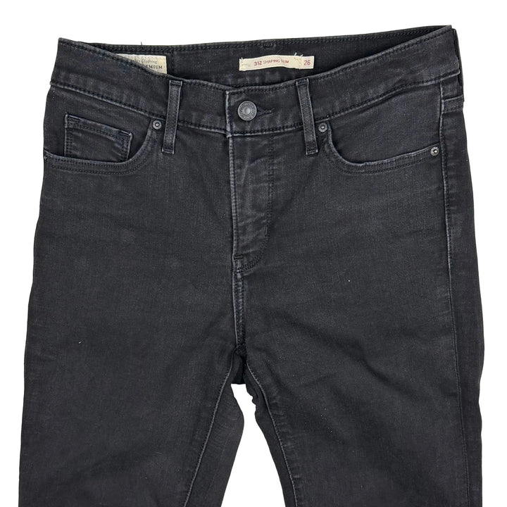 Levis 312 Shaping Slim Mid Rise Aged Black Jeans - Size 26"
