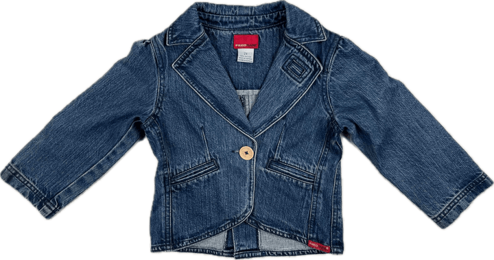 90's Girls Fred Bare Denim Blazer Jacket - Size 2X - Jean Pool