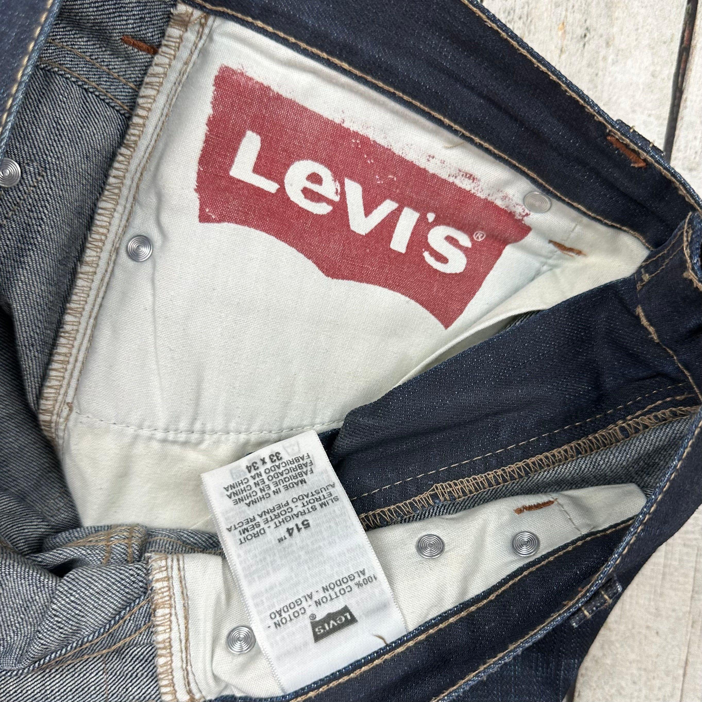 Levis 514 Distressed Straight Leg Mens Jeans Size 33 34 Jean Pool