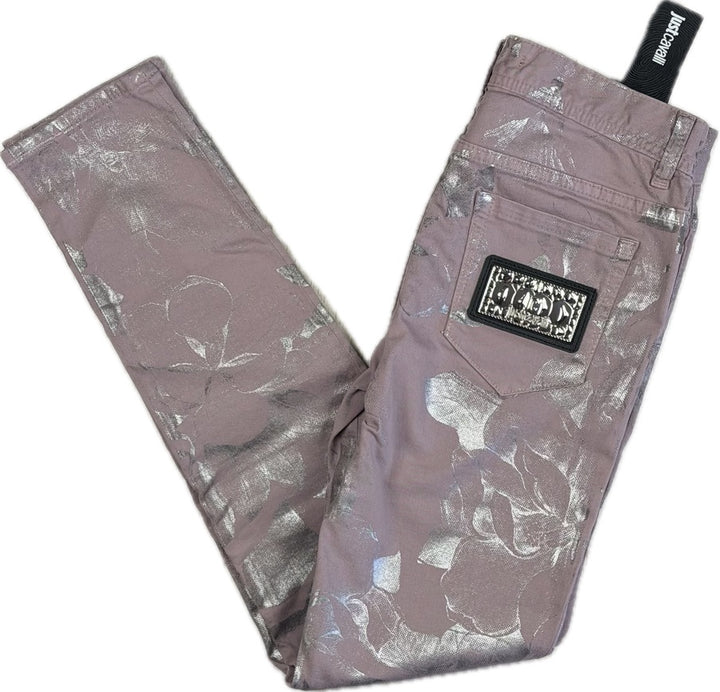 NWT- Just Cavalli Italy Ladies Lavender/Silver Jeans - Size 26"