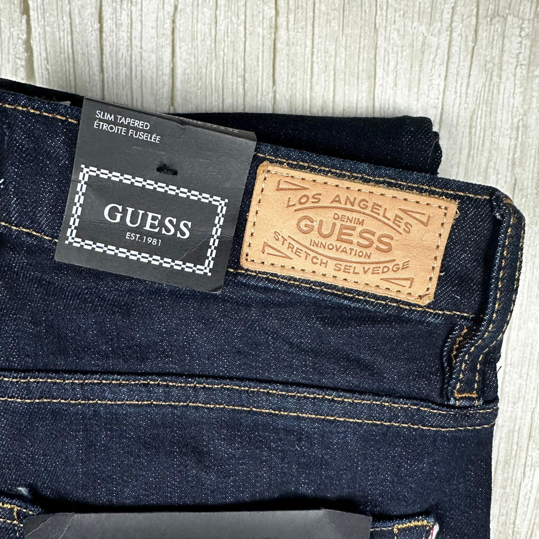 NWT- Guess Mens Slim Tapered Stretch Selvedge Jeans - Size 32R