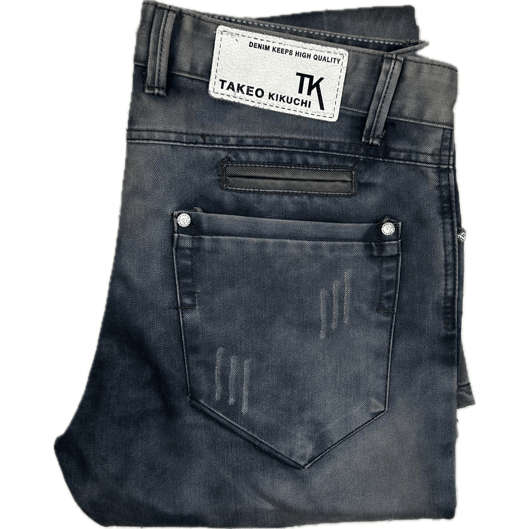 Takeshy Kurosawa Mens Distressed Straight Fit Jeans - Size 34 - Jean Pool