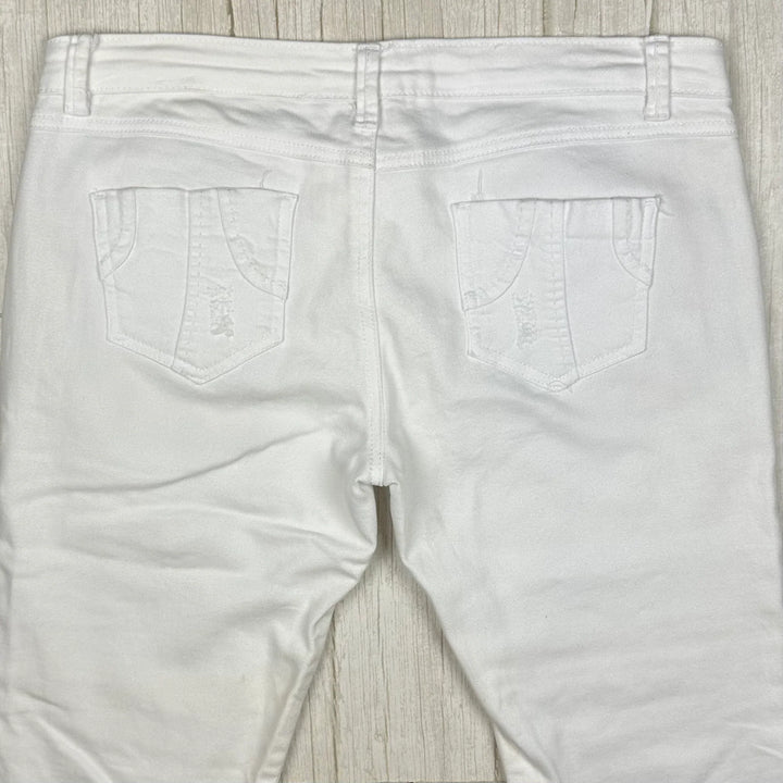 Desigual Embellished White on White Ladies Jeans- Size 28