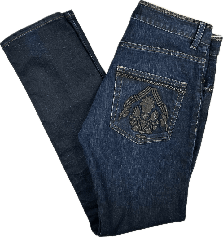 Just Cavalli Italian Ladies Logo Pocket Slim Jeans - Size 8