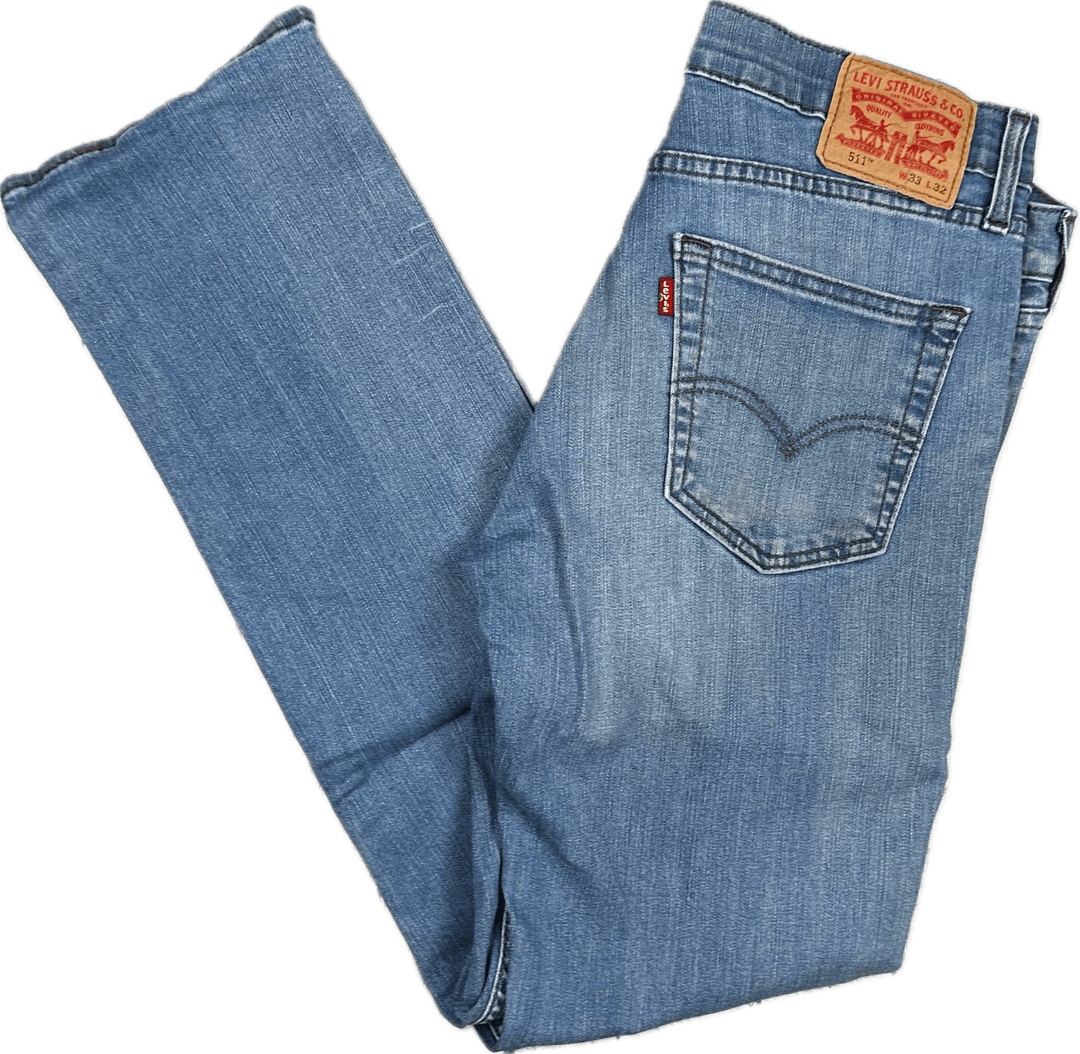 Levis Slim Straight 511 Men's Denim Jeans - Size 33/32 - Jean Pool