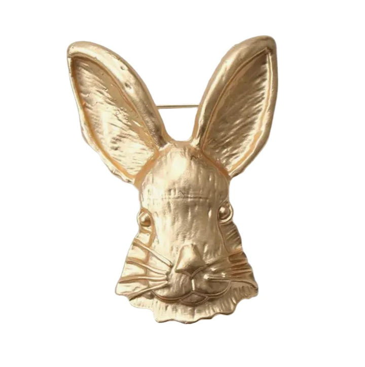 Gold Rabbits Face Brooch