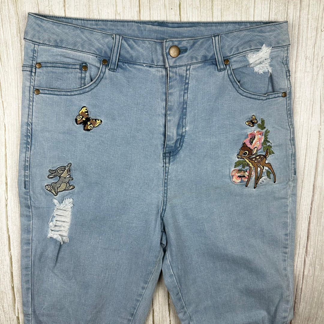 Disney 'Bambi' Embroidered Skinny Leg Jeans - Size 12