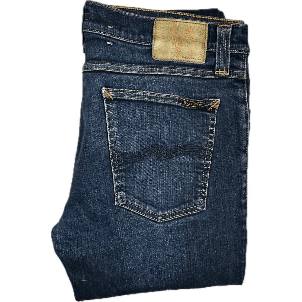 Nudie Slim Fit Blue Wash Denim Jeans- Size 33/34 - Jean Pool