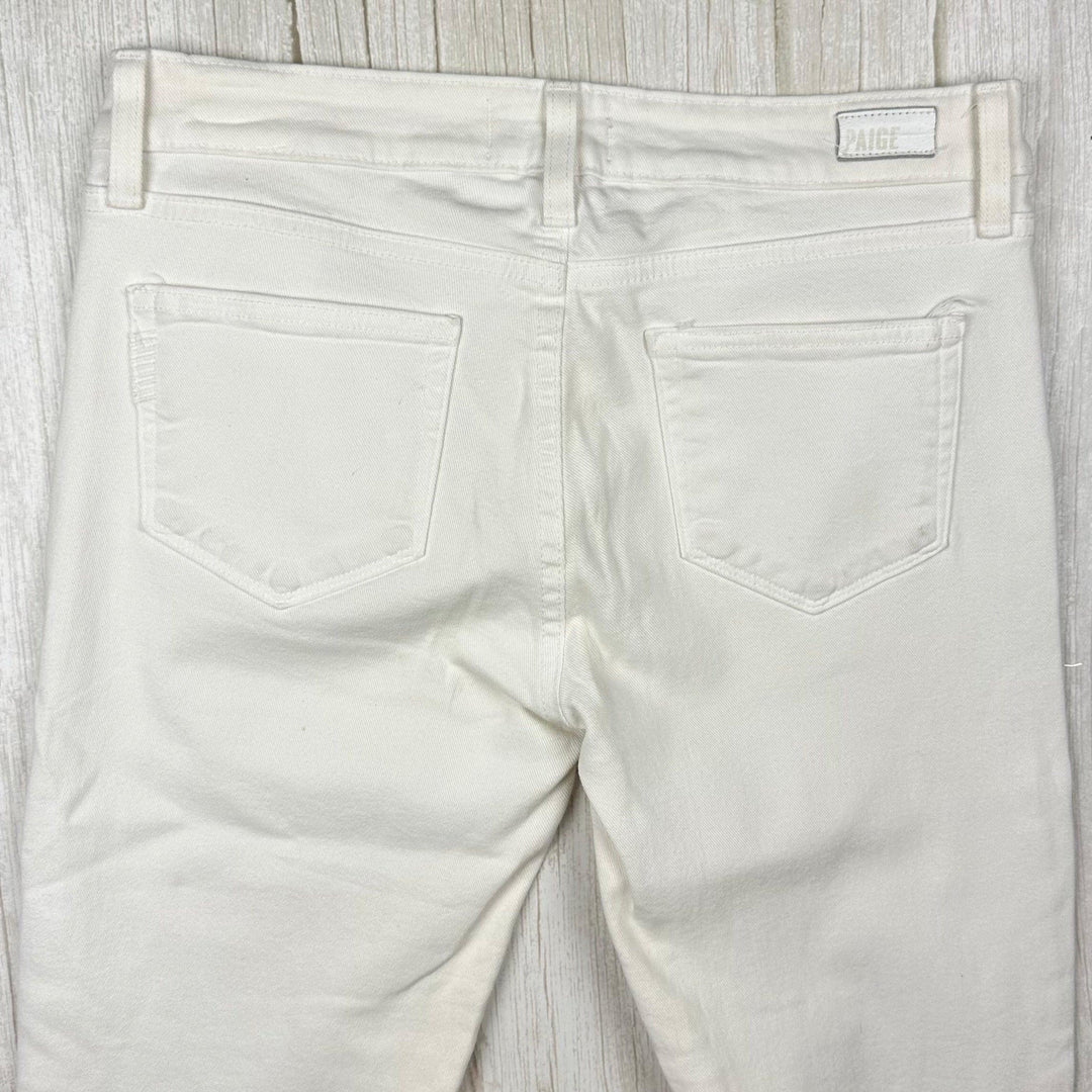 Paige Denim 'Verdugo Ankle' White Stretch Zip Jeans- Size 28 - Jean Pool