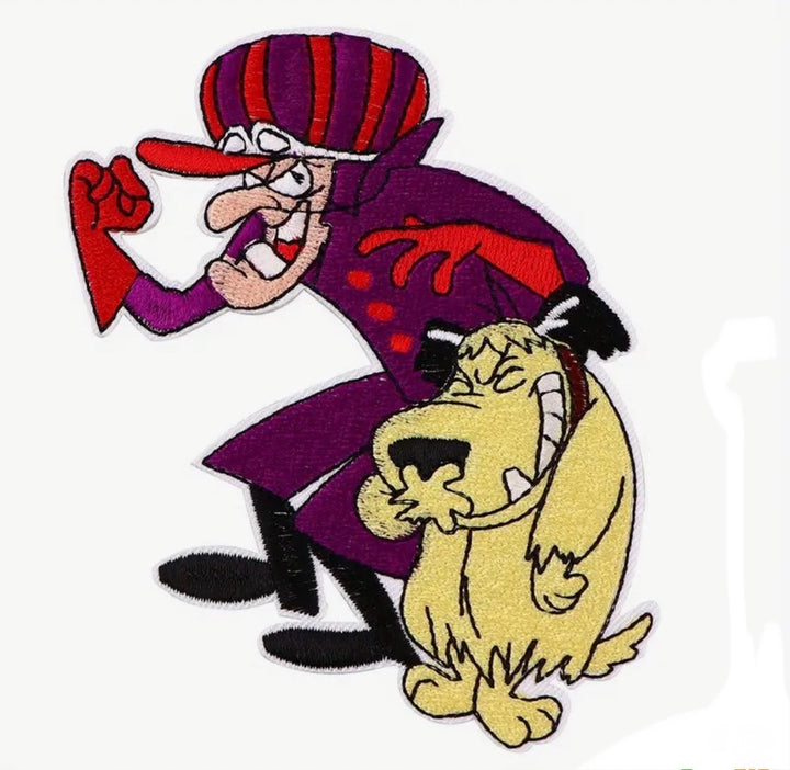 Wacky Races Dick Dastardly & Mutley-  Embroidered Iron On Patch