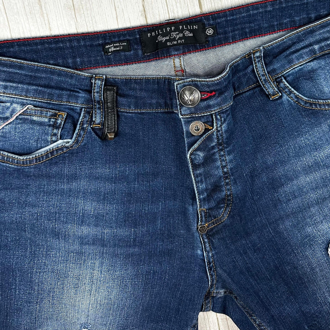 Philipp Plein Mens 'Special 3' Slim Fit  Fight Club Jeans -Size 38