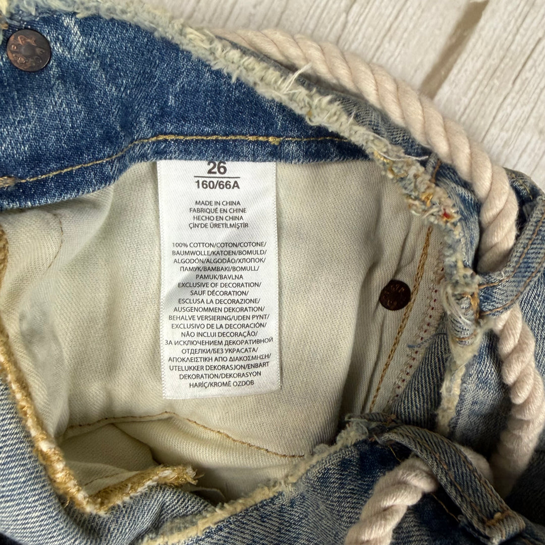 Ralph Lauren 'Avery Boyfriend' Patchwork Rope Belt Denim Jeans - Size 26
