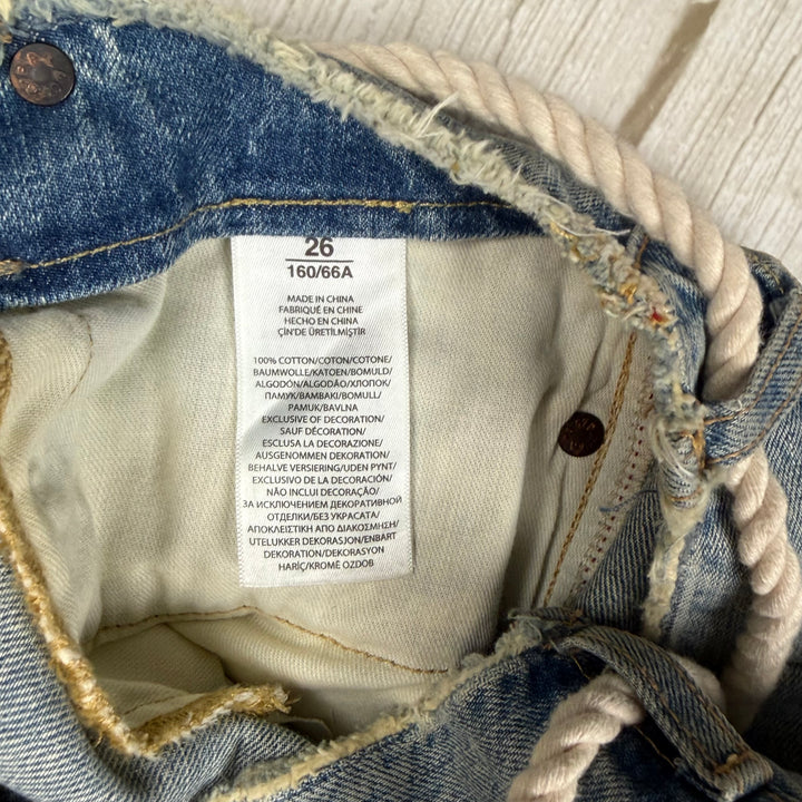 Ralph Lauren 'Avery Boyfriend' Patchwork Rope Belt Denim Jeans - Size 26