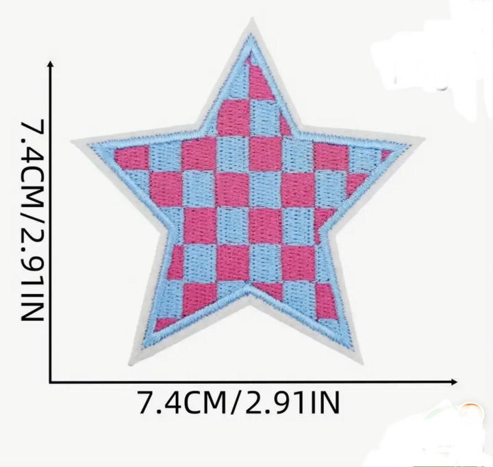 Checkered Star - Embroidered Cloth Patch - Jean Pool