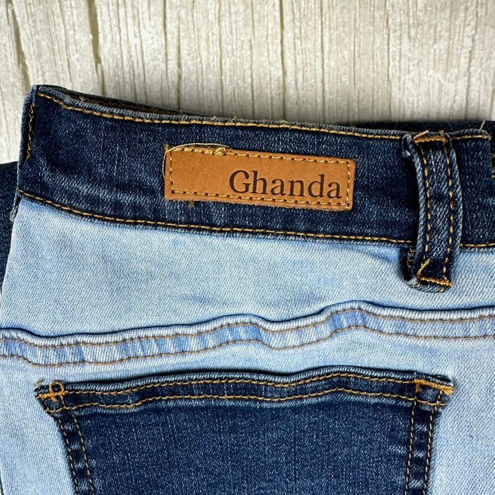 Ghanda Patch Panel 'Mischa' Denim Flare Leg Jeans - Size 8