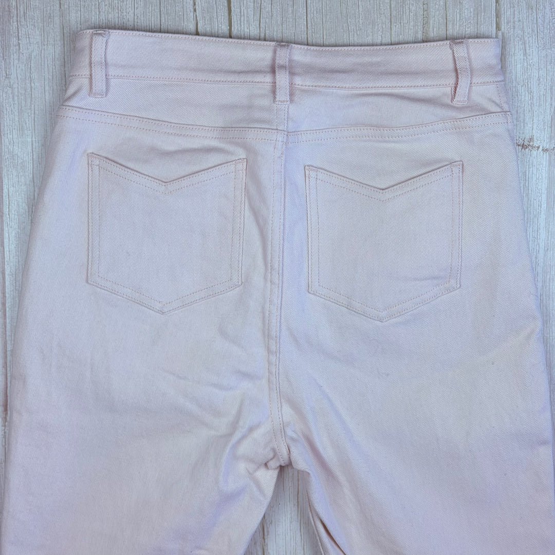 Acler Exposed Button Ivory High Rise Jeans -Size 12