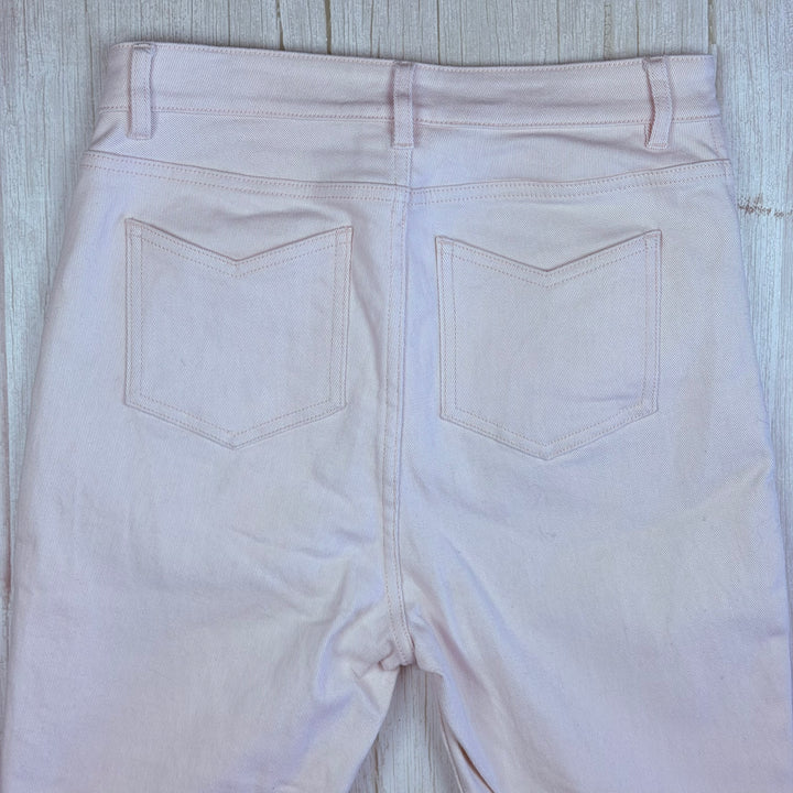 Acler Exposed Button Ivory High Rise Jeans -Size 12