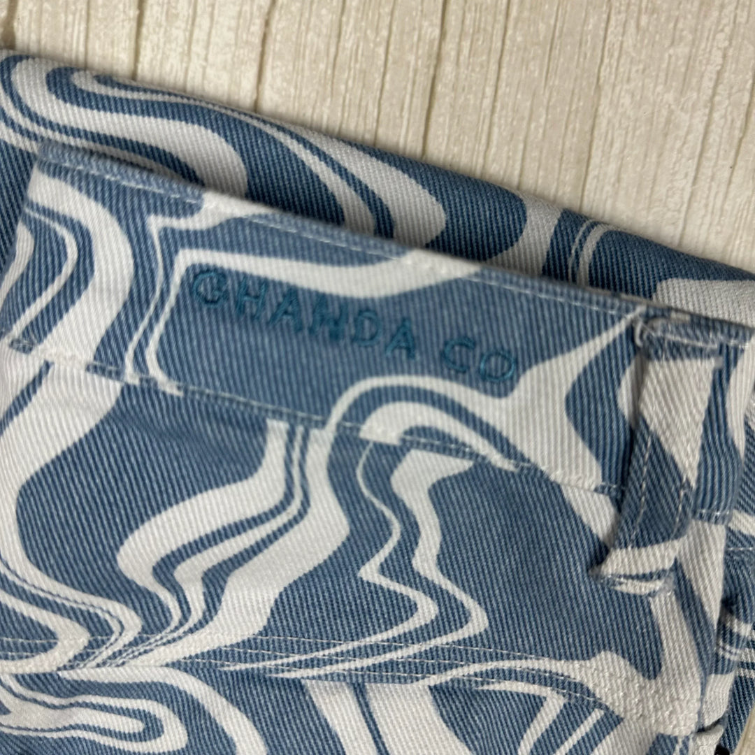 Ghanda 'Berlin' High Rise Wide Leg Printed Jeans - Size 6