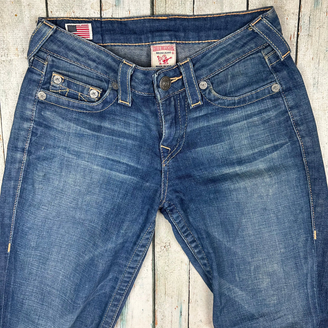 True Religion Distressed Low Rise Flares- Size 25 - Jean Pool