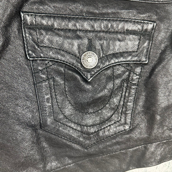 True Religion Genuine Lamb Leather Shorts - Size 28 - Jean Pool