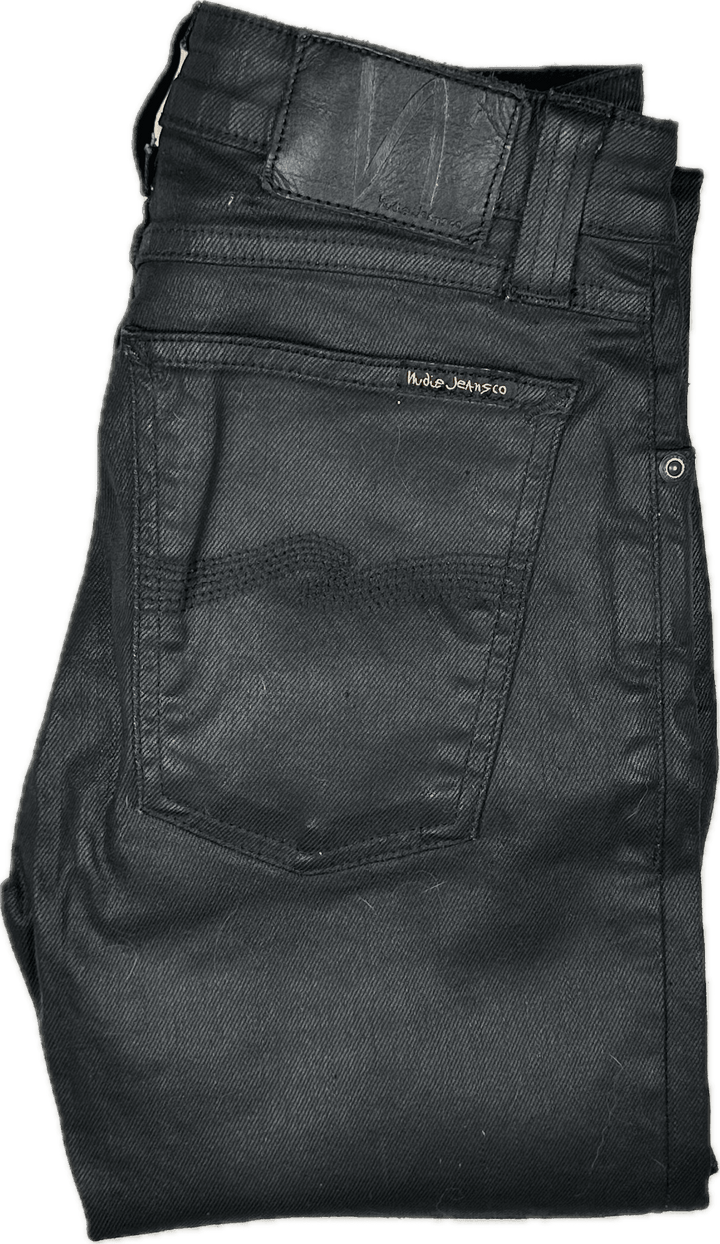 Nudie 'Skinny Sam' Back in Black Wash Coated Denim Jeans- Size 25/32 - Jean Pool