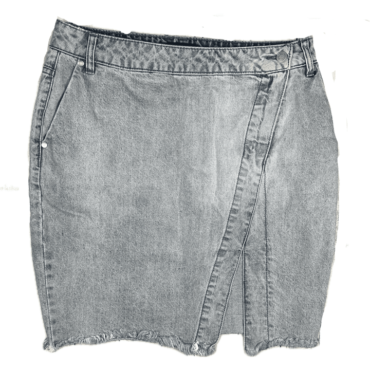 Bettina Liano Assymetrical Zip Denim Skirt - Size 12 - Jean Pool