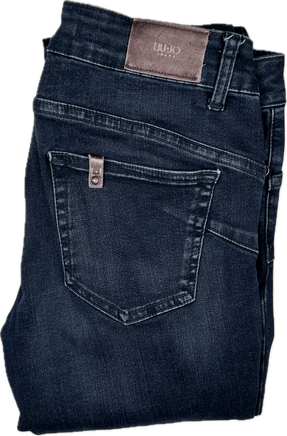 LUI-JO Italian Crystal Stud Charcoal Stretch Skinny Jeans -Size 30 - Jean Pool