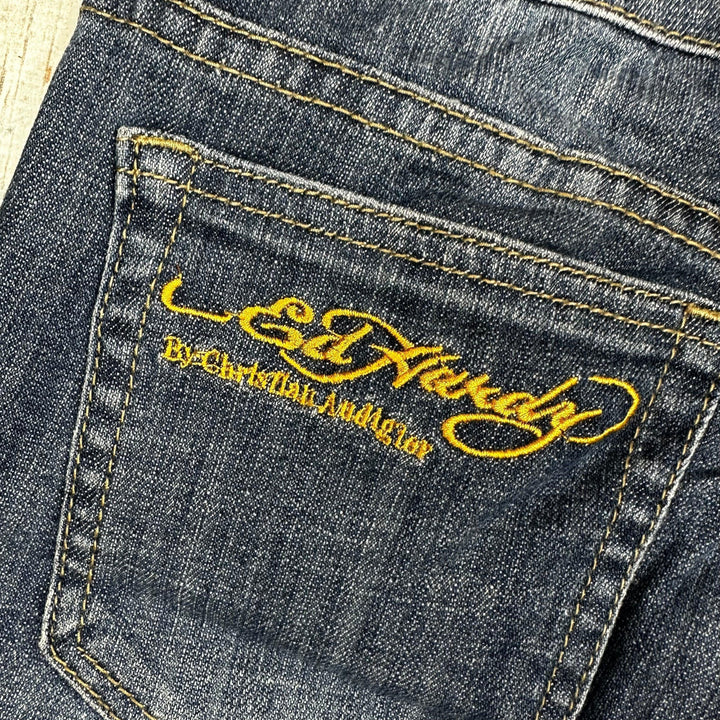 Ed Hardy 'Love Kills' Tattoo Print Ladies Denim Jeans - Size 28 - Jean Pool